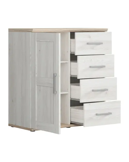 Cómoda Romance 93 cm con puertas y 4 cajones alerce sibiu claro