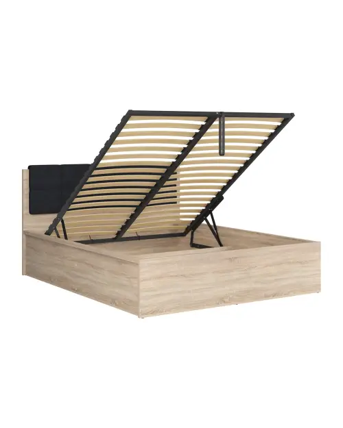 Cama Tetrix 160x200 con somier y contenedor roble sonoma