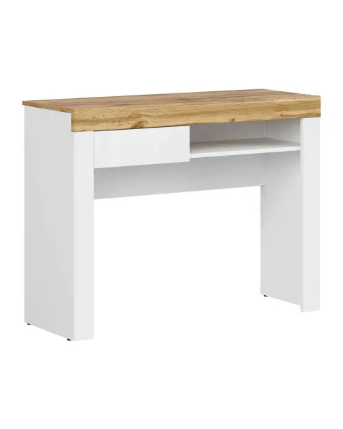 Tocador Holten 106 cm con cajón y estante blanco brillo