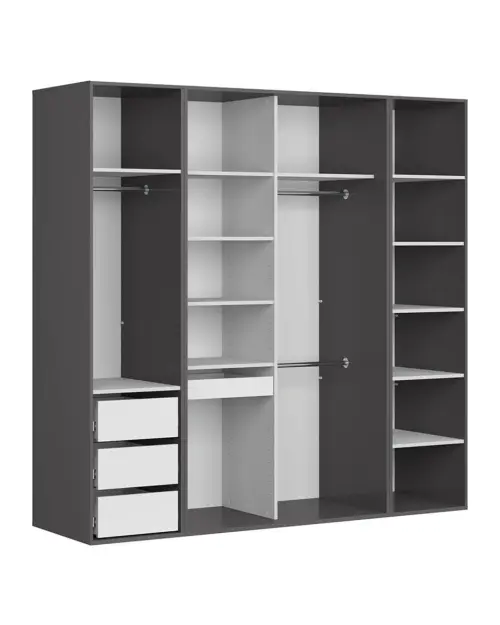 Armario modular Flex 220 cm corredero grafito/negro brillo