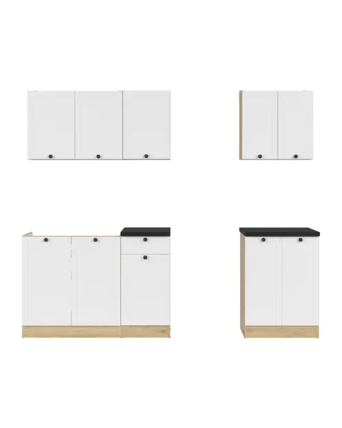Conjunto de cocina Junona Line A 180 cm blanco con encimera