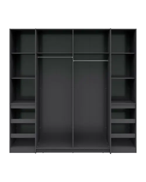 Sliding wardrobe Fabio 215 cm with drawers graphite/artisan oak