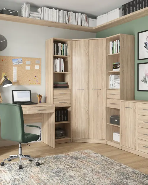 Estantería Nepo Plus 40 cm con 2 cajones y 5 estantes roble sonoma