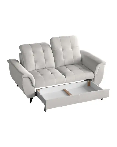 Dwuosobowa sofa Doria z pojemnikiem z kremowego weluru