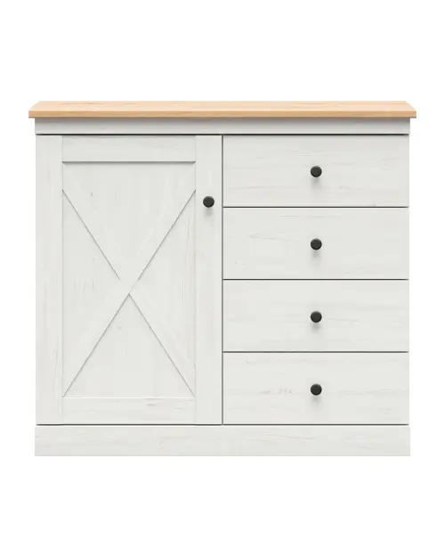 Cómoda Frija 103 cm con puertas y 4 cajones pino andersen blanco