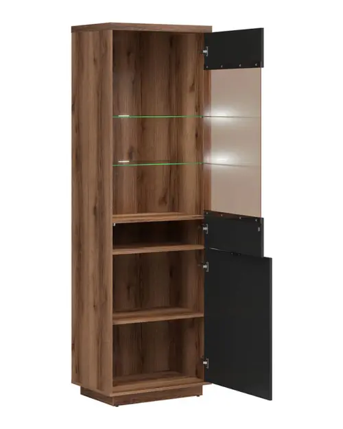 Vitrina Forn 64 cm con 2 puertas roble delano oscuro/negro mate