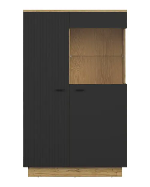 Vitrina Zenda 91 cm con 2 puertas roble waterford/negro
