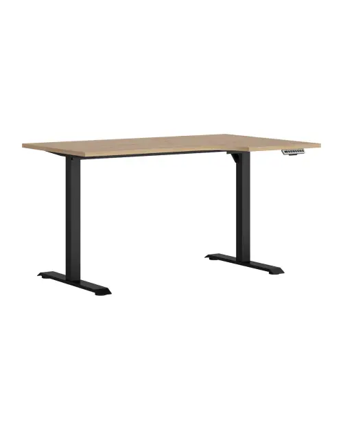 Escritorio de esquina con regulación eléctrica Space Office 140 cm derecho roble artisan