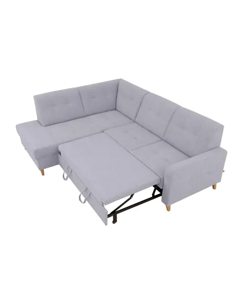 Угловой диван левосторонний Lars раскладной с ящиком серый