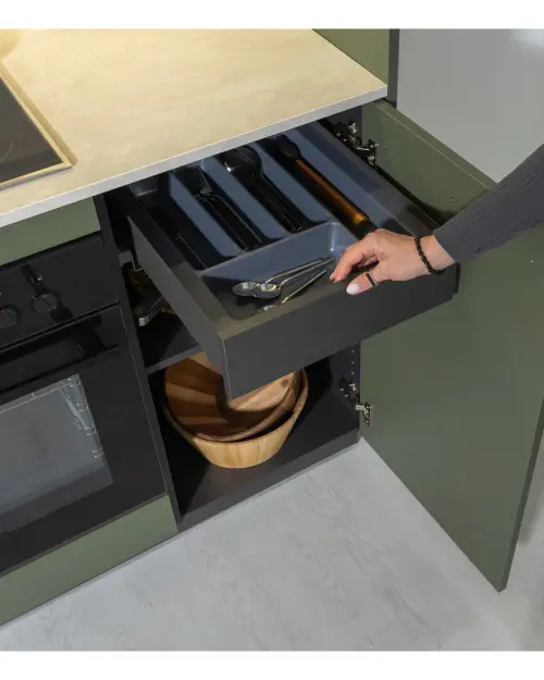 Conjunto de cocina Milino Small 210 cm verde con encimera