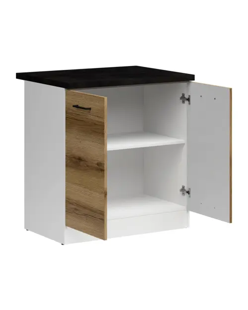Mueble de cocina bajo Junona Line 80 cm de dos puertas roble delano claro con encimera