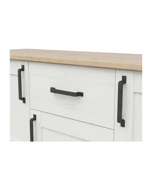 Cómoda Loksa 148 cm con 3 puertas y un cajón pino andersen blanco/roble grandson