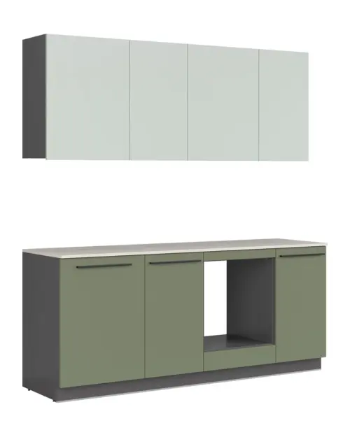 Conjunto de cocina Milino Small 210 cm verde con encimera
