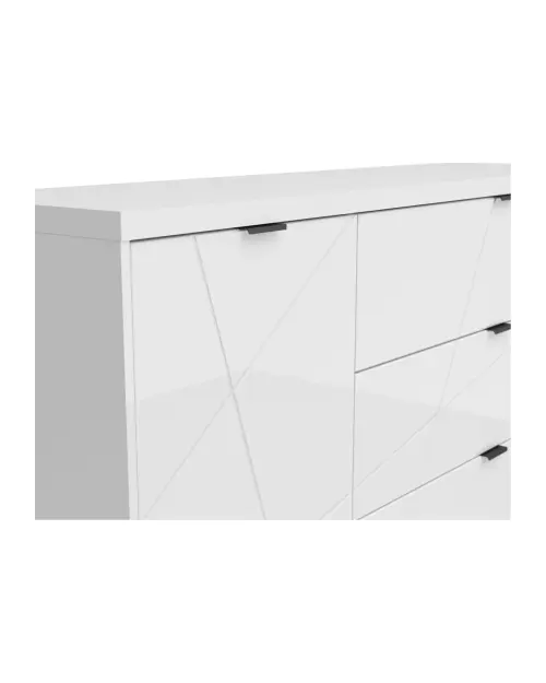 Cómoda Forn 156 cm con puertas y 3 cajones blanco brillo