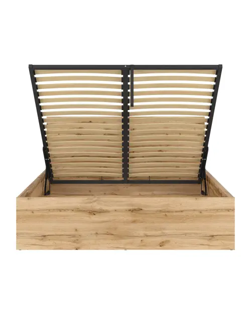 Cama Tetrix 160x200 con somier y contenedor roble wotan
