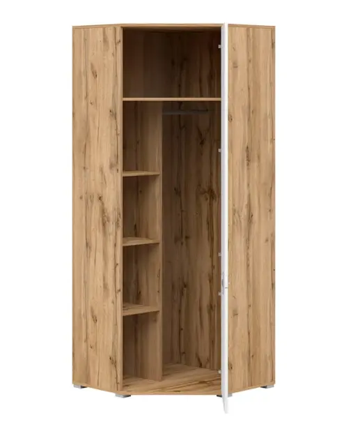 Armario de esquina Zele 78x78 cm roble wotan/blanco brillo