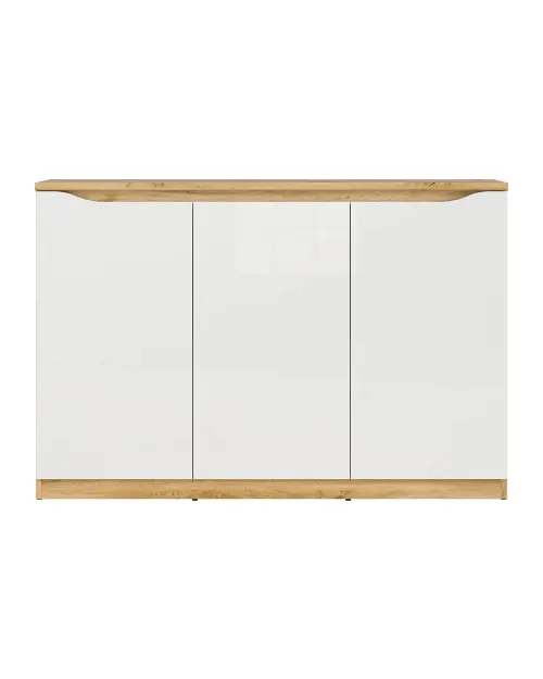 Aparador Nuis 135 cm de tres puertas roble wotan/blanco brillo
