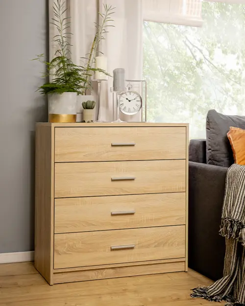 Cómoda Nepo Plus 80 cm con 4 cajones roble sonoma