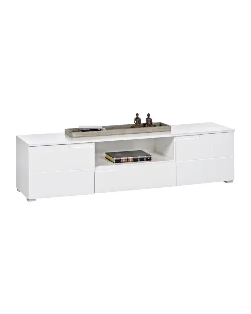 Mueble RTV Spice 165 cm con 2 puertas y un cajón blanco brillo