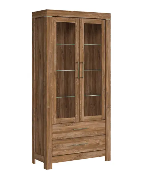 Vitrina Gent 98 cm con 2 puertas y 2 cajones roble stirling