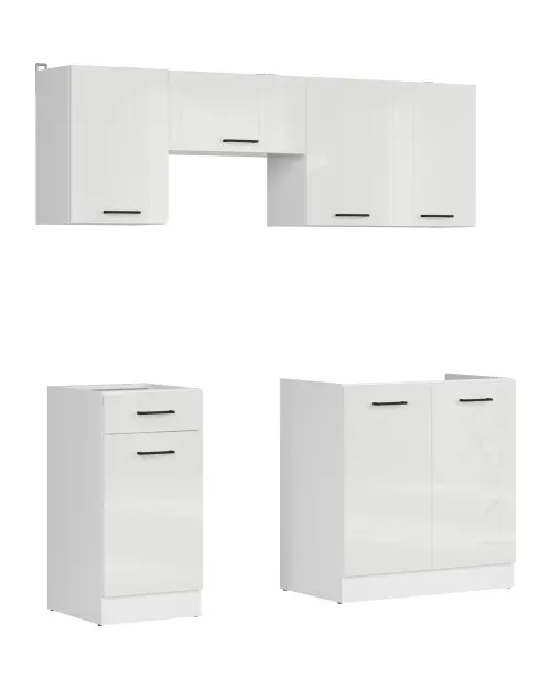 Zestaw kuchenny Junona Line 180 cm połysk kreda bez blatu