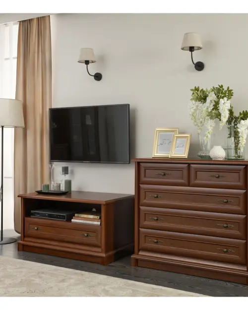 Mueble RTV Kent 101 cm con cajón y estante castaño