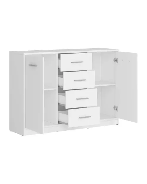 Cómoda Nepo Plus 119 cm con 2 puertas y 4 cajones blanca