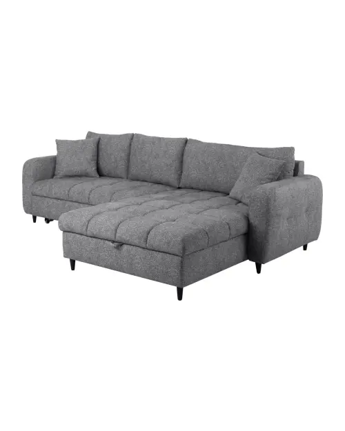 Sofá rinconera universal Twist New desplegable con arcón gris