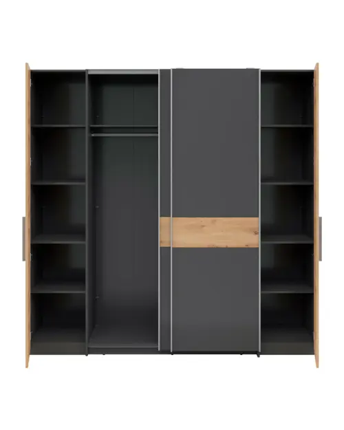 Armario de puertas correderas Fabio 215 cm grafito/roble artisan