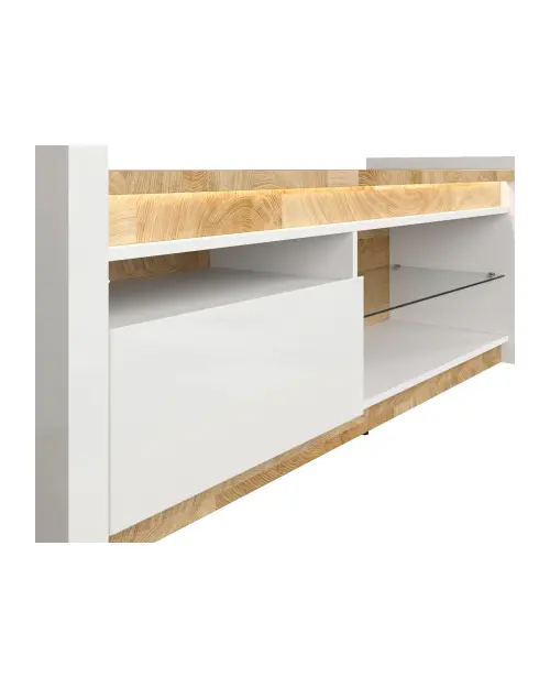 Mueble RTV Alameda 147 cm con cajón y estante blanco