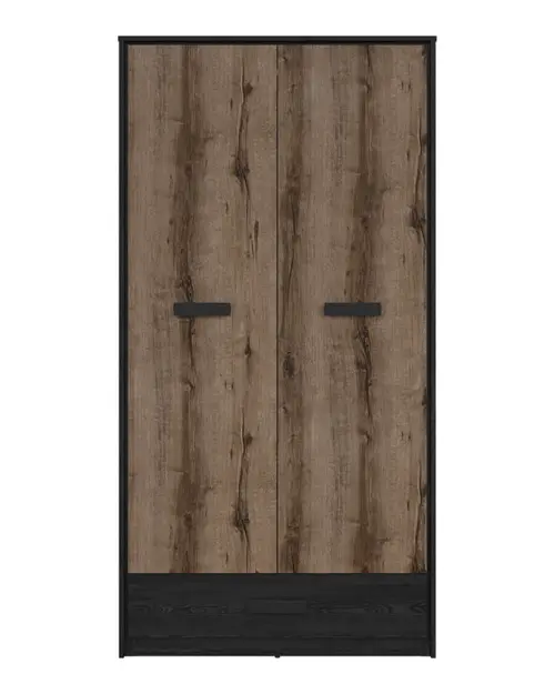 Armario de dos puertas Kassel 100 cm con cajón roble monastery/roble negro