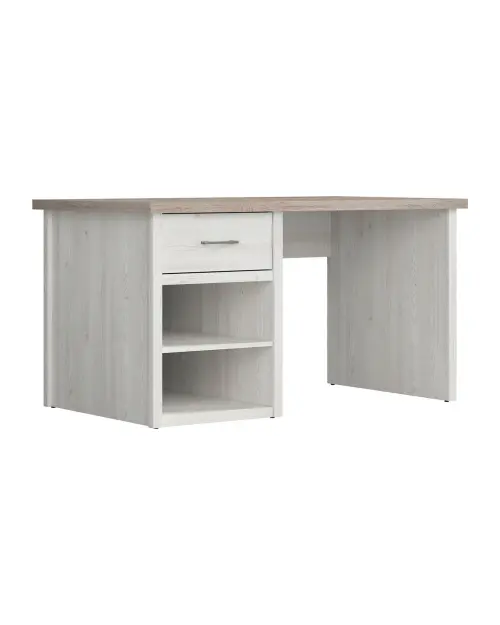 Escritorio Luca Juzi 141 cm con cajón y estantes alerce sibiu claro