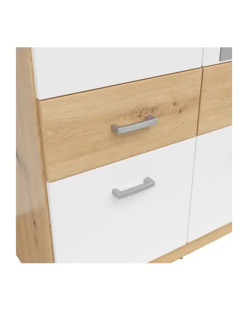 Шкаф двухдверный Brando-2 91 см с зеркалом и ящиками дуб артизан/белый