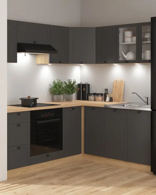 Conjunto de cocina de rincón Junona Line 240x200 grafito sin encimera