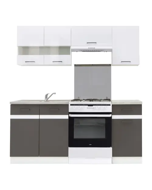 Conjunto de cocina Junona Line 180 cm con encimera blanco-gris