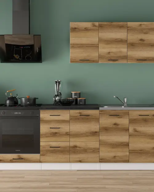 Conjunto de cocina Junona Line 300 cm roble delano claro