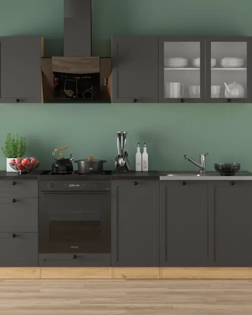 Conjunto de cocina Junona Line 220 cm grafito con encimera