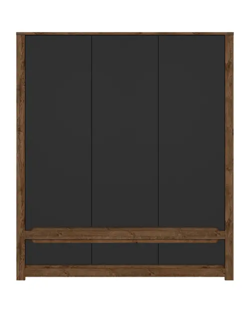 Трехдверный шкаф Ruso 178 см с ящиками дуб април/черный мат