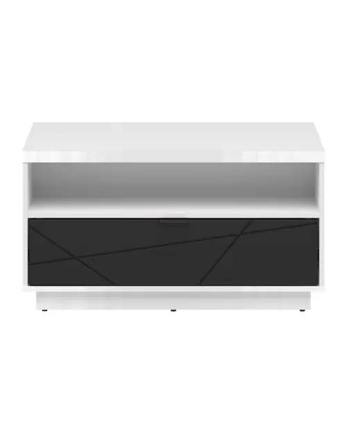Mesa de centro Forn 90x60 con cajón blanco brillo/negro mate