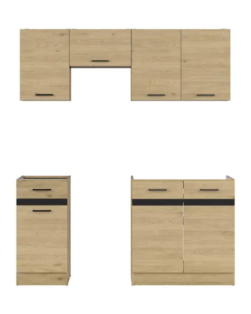 Conjunto de cocina Junona Line 170 cm roble bernstein sin encimera