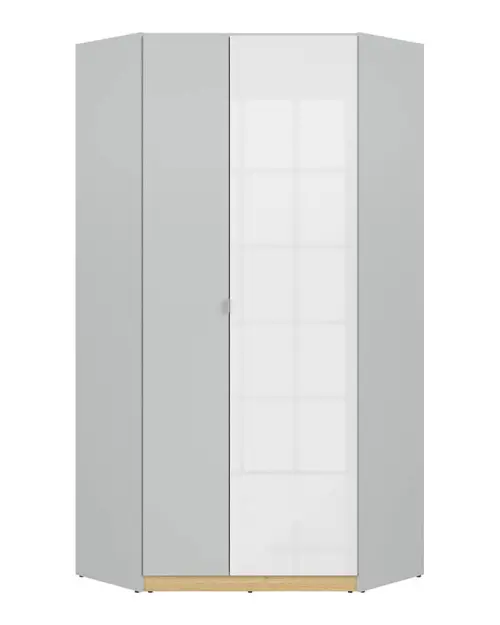Armario de esquina Nandu 93x93 cm gris claro/roble polaco/blanco brillo