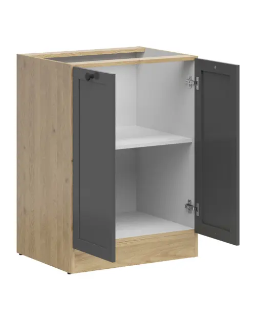 Szafka dolna kuchenna Junona Line 60 cm z 2 drzwiami dąb bernstein/grafit