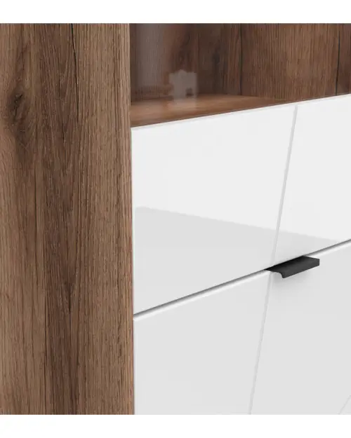 Vitrina Forn 64 cm con 2 puertas roble delano oscuro/blanco brillo