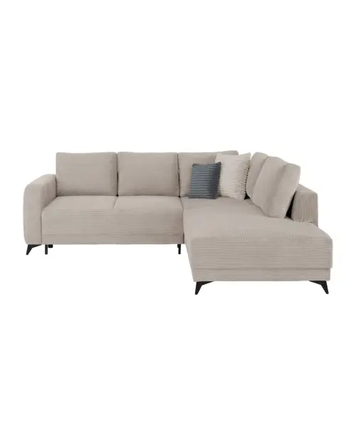 Universal corner sofa bed Martinez with storage corduroy ecru