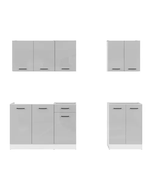 Zestaw kuchenny Junona Line A 180 cm jasnoszary połysk bez blatu