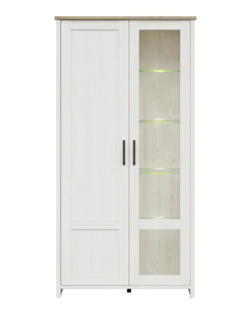 Vitrina Loksa 102 cm con 2 puertas pino andersen blanco