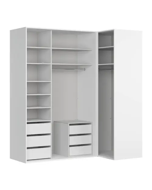 Модульный шкаф Flex 220x116 см угловой с зеркалом белый глянец