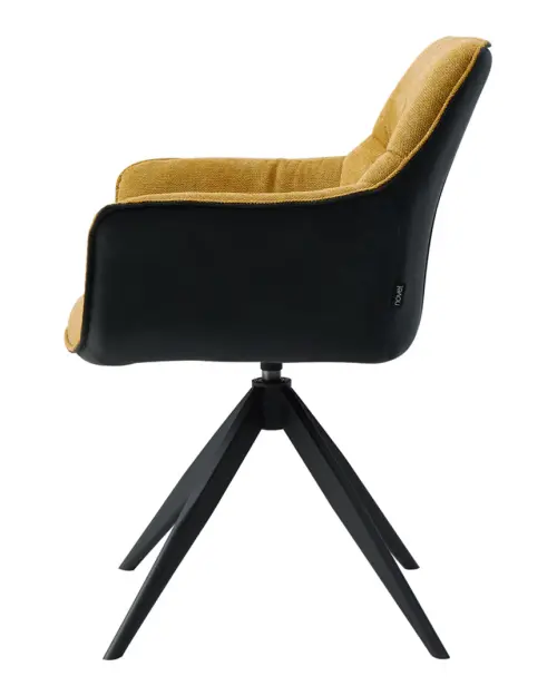 Silla tapizada Akita giratoria amarillo-negro