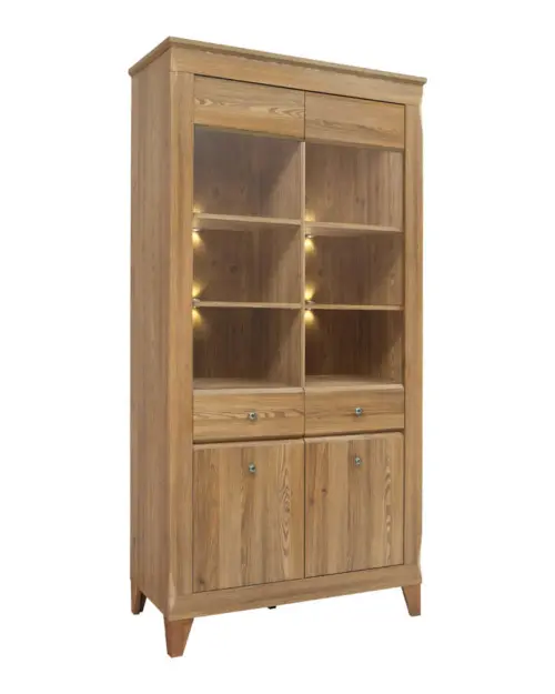 Vitrina Bergen 102 cm con 4 puertas alerce sibiu dorado