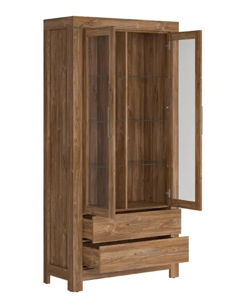 Vitrina Gent 98 cm con 2 puertas y 2 cajones roble stirling